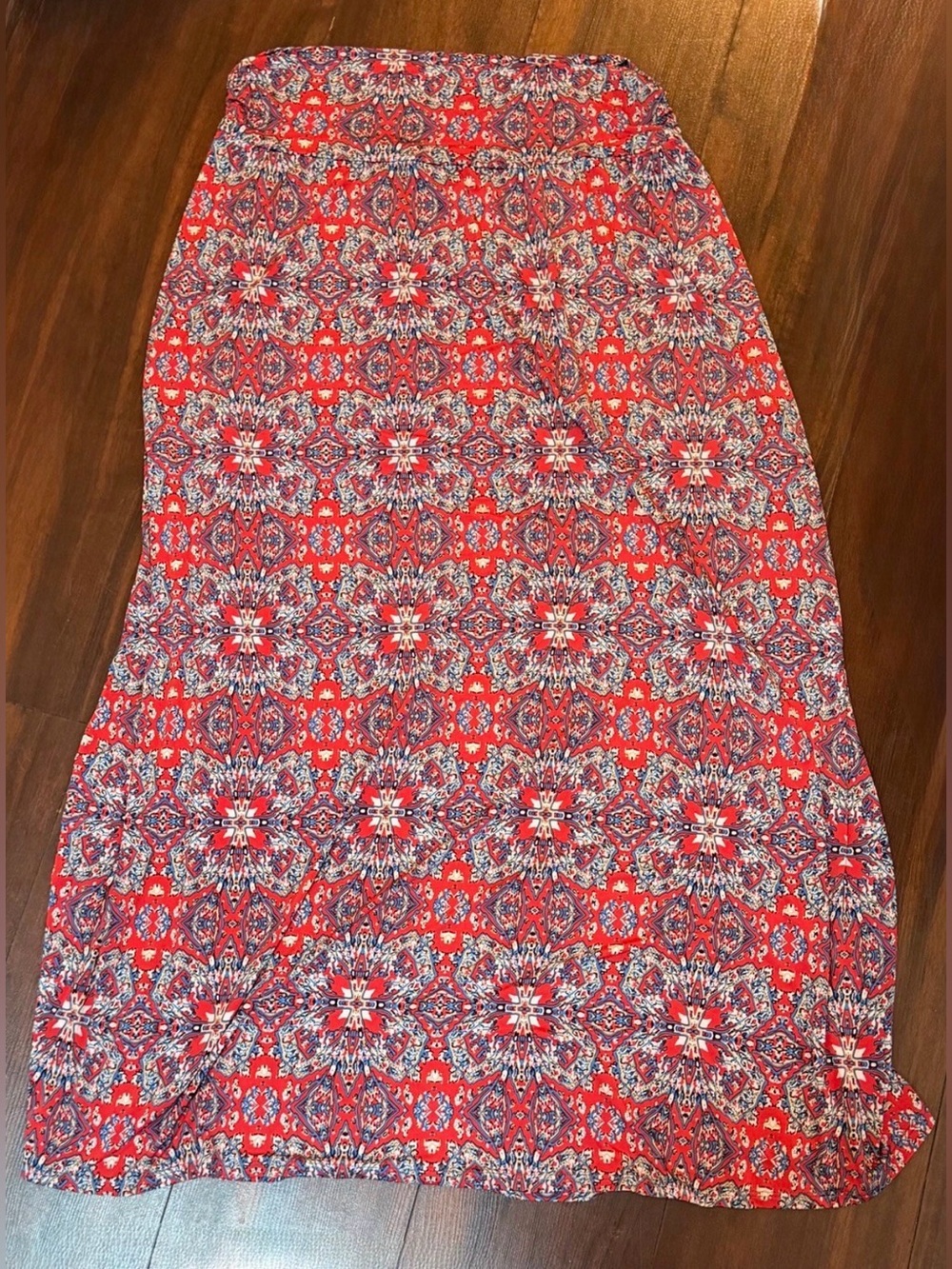 Red Floral Print Maxi Skirt